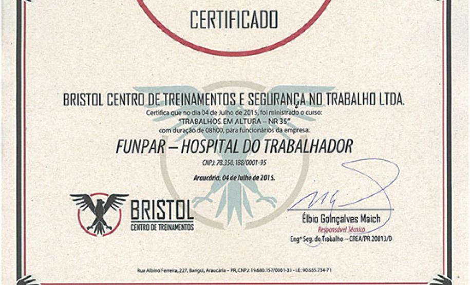 Treinamento específico para trabalho em altura